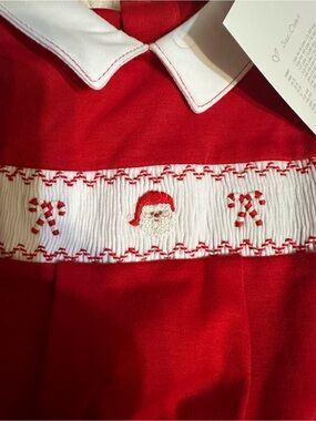 Kissy Kissy Red and White Smocked Holiday Playsuit